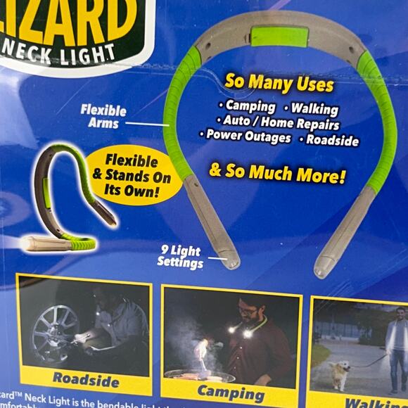 Lizard Neck Book Reading Light As Seen on TV Hands Free Portable Green Gray NEW - Picture 4 of 11